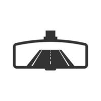vector illustratie van achteraanzicht spiegel van de auto icoon in donker kleur en wit achtergrond