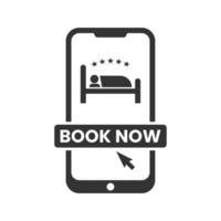 vector illustratie van boek hotel Aan smartphone icoon in donker kleur en wit achtergrond