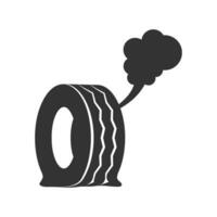 vector illustratie van lekke banden icoon in donker kleur en wit achtergrond