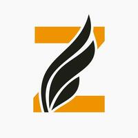 brief z vleugel logo ontwerp voor vracht en vervoer symbool. vleugel logotype sjabloon vector