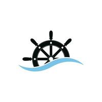 stuurinrichting wiel schip met oceaan zee Golf logo ontwerp ideeën vector