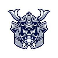 samurai schedel hoofd logo ontwerp voor mascotte sport of esport gaming team vector