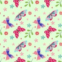 vector patroon met schattig vlinders en motten. naadloos vlinders patroon. perfect voor kleding stof, behang, omhulsel papier, uitnodiging, ambachten. baby patroon Aan blauw achtergrond. vector illustratie
