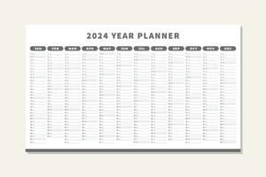 2024 jaar ontwerper kalender in donker grijs vector ontwerp sjabloon