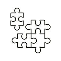 puzzel stukken, teamwerk, logica spel, idee schets icoon. decoupeerzaag plein wedstrijden lineair pictogram. oplossing, combinatie, uitdaging lijn teken. bewerkbare hartinfarct. geïsoleerd vector illustratie.