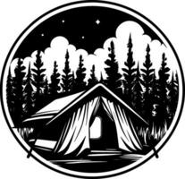 camping, minimalistische en gemakkelijk silhouet - vector illustratie