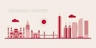 Istanbul kalkoen stadsgezicht horizon schetsen illustratie vector. vector