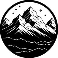 bergen, zwart en wit vector illustratie