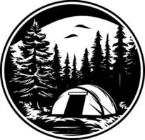 camping, minimalistische en gemakkelijk silhouet - vector illustratie