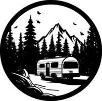 camping, minimalistische en gemakkelijk silhouet - vector illustratie