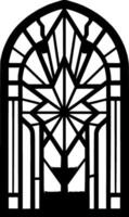 gebrandschilderd glas - zwart en wit geïsoleerd icoon - vector illustratie