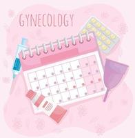 kalender en gynaecologie gezondheidspictogrammen vector