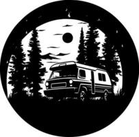 camping, minimalistische en gemakkelijk silhouet - vector illustratie