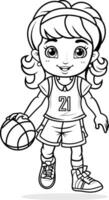 hand- getrokken schets van een vrouw basketbal speler vector