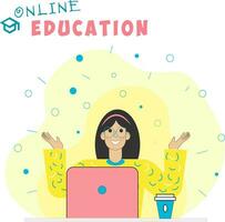 online opleiding, school, Universiteit, opleiding, leerling, meisje, vriend, laptop, bedrijf, ontwerp vector