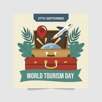 banier of poster voor vieren wereld toerisme dag vector