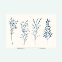 schoonheid van hand- getrokken bloemen elementen met wijnoogst en rustiek stijl vector