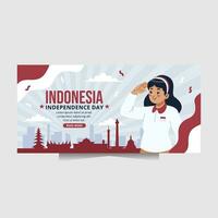 banier en poster Indonesië's onafhankelijkheid dag met patriottisch vurigheid vector