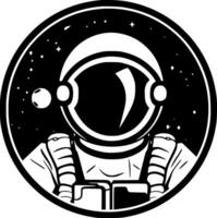 astronaut - zwart en wit geïsoleerd icoon - vector illustratie