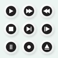 video media speler icoon vector set. multimedia muziek- audio controle. mediaspeler koppel symbool.