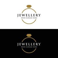 luxe wijnoogst sieraden logo sjabloon ontwerp met creatief idee met abstract ring vorm geven aan. logo voor sieraden winkel, bedrijf, bedrijf, mode. vector