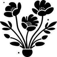 bloemen, minimalistische en gemakkelijk silhouet - vector illustratie