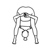 yoga houding dame in schets stijl vector