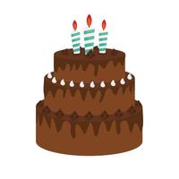 schattig verjaardagstaart icoon met kaarsen. ontwerpelement voor uitnodiging voor feest, felicitatie. vector illustratie eps10