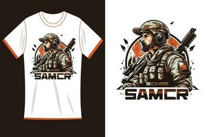 t overhemd en mascotte gaming logo sjabloon ontwerp vector