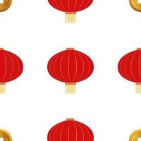 platte rode hangende chinese lantaarn naadloze patroon achtergrond voor chinese nieuwjaarsviering. vector illustratie eps10