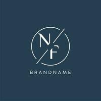 eerste brief nf logo monogram met cirkel lijn stijl vector