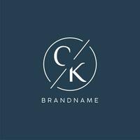 eerste brief ck logo monogram met cirkel lijn stijl vector