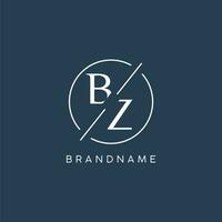 eerste brief bz logo monogram met cirkel lijn stijl vector