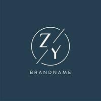 eerste brief zy logo monogram met cirkel lijn stijl vector