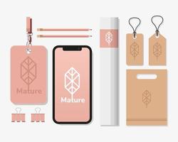 smartphone met bundel mockup set-elementen op witte achtergrond vector