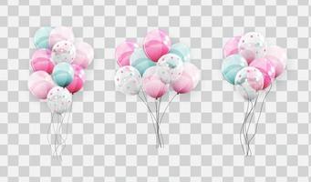 ballonnen met harten geïsoleerd op transparante achtergrond vector illustratio