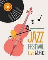 jazzfestivalposter met hand die viool speelt vector