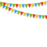 banner met slinger van vlaggen en linten. vakantie partij achtergrond voor verjaardagsfeestje, carnava. vector illustratie
