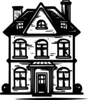 huis, zwart en wit vector illustratie