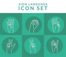 hand gebarentaal alfabet lijn stijl collectie iconen vector design