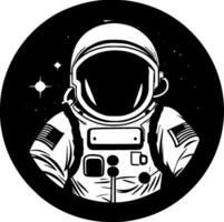 astronaut - zwart en wit geïsoleerd icoon - vector illustratie