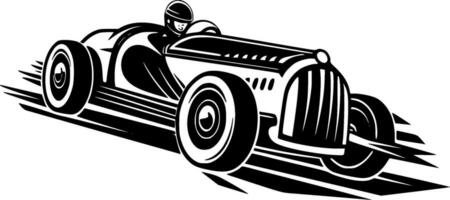 racing - zwart en wit geïsoleerd icoon - vector illustratie