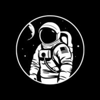 astronaut - zwart en wit geïsoleerd icoon - vector illustratie