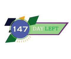 147 dagen links en countdown banier vector