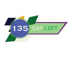 135 dagen links en countdown banier vector