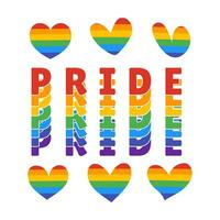 een regenboog trots hart met regenboog harten en de woord trots Aan het - lgbtqiap vector