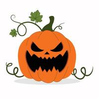 halloween pompoen vector tekenfilm illustratie. halloween eng pompoen met glimlach