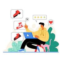 man koopt schoenen van online illustratie concept vector