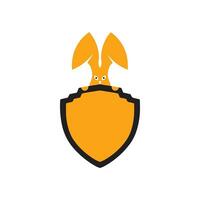 konijn schild combinatie vector logo icoon.