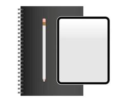 geïsoleerde mockup notebook en tablet vector tablet